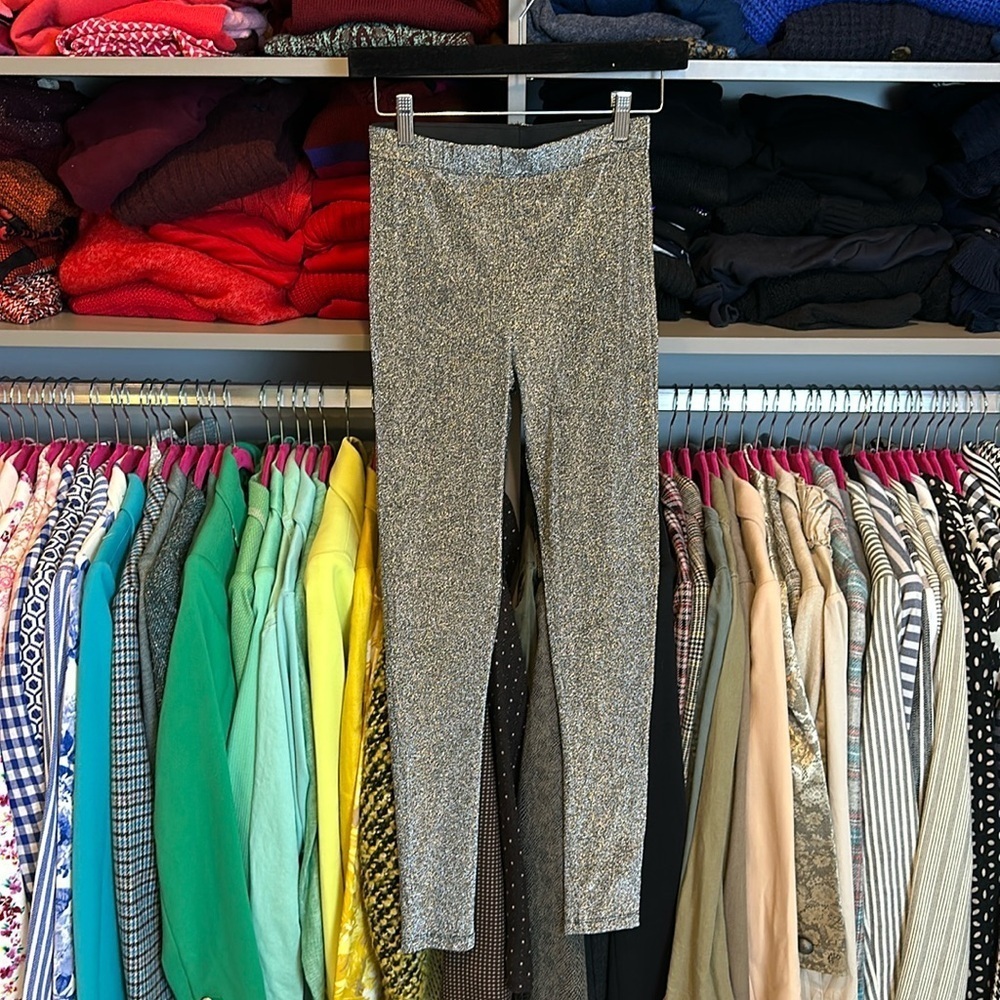 Kikiriki silver metallic leggings size S